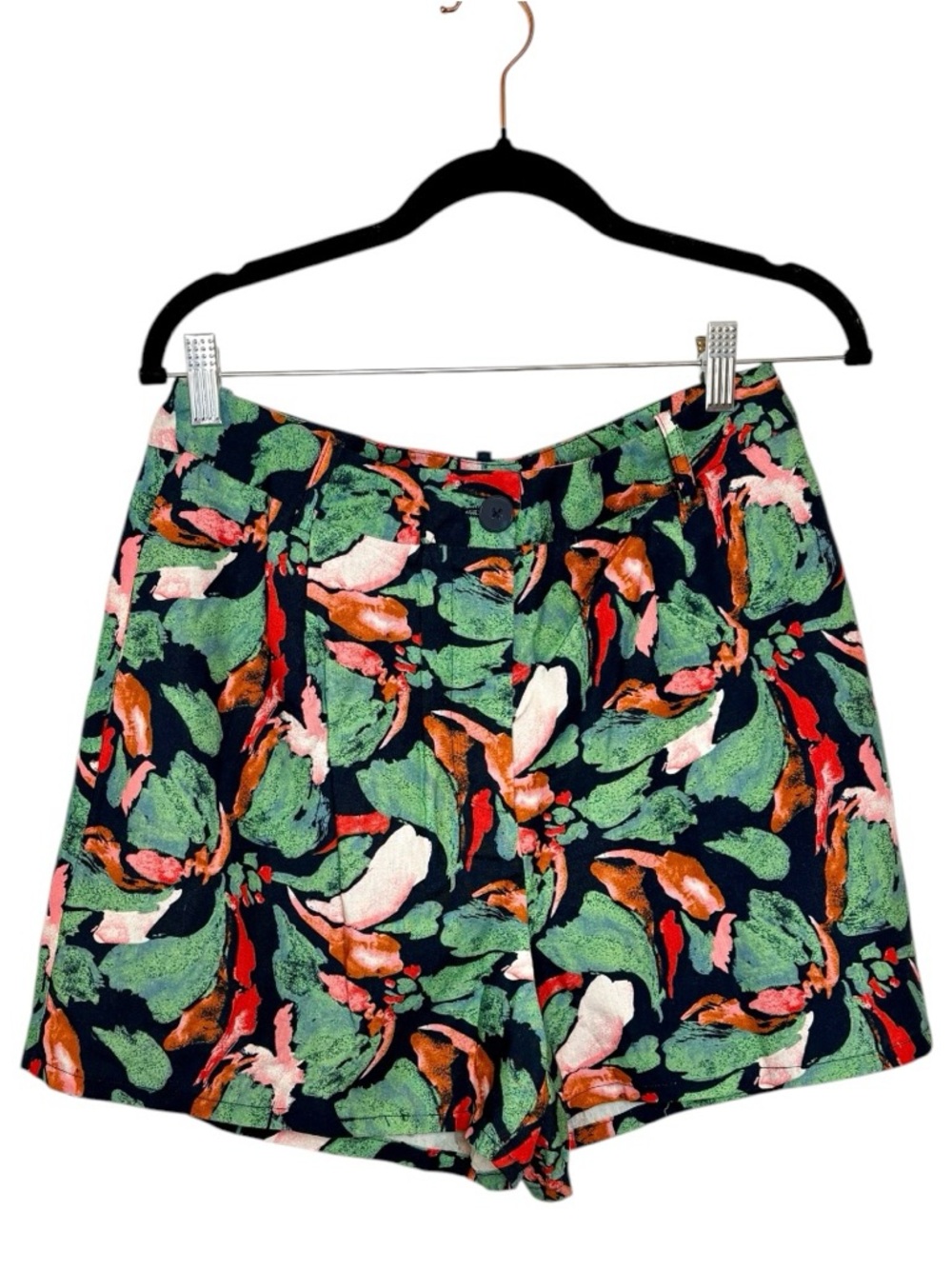 Frank And Oak Green Tropical Floral Printed Wide Leg Short Resort Vacation 10